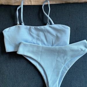 Zaful Light Blue Textured Bikini